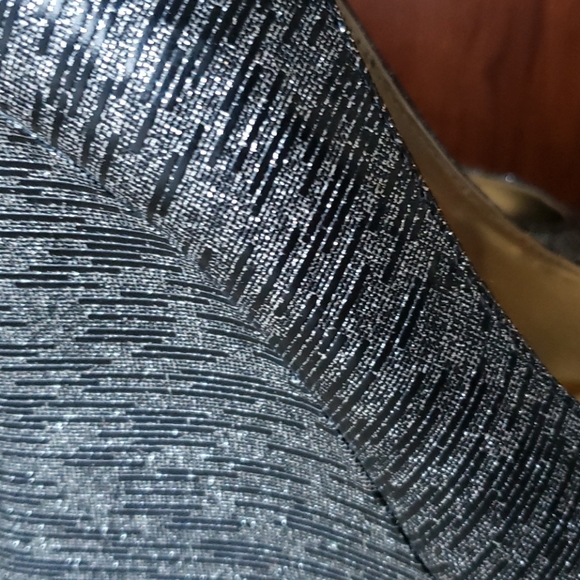 Steve Madden silver/black open toe wedges - Picture 7 of 9